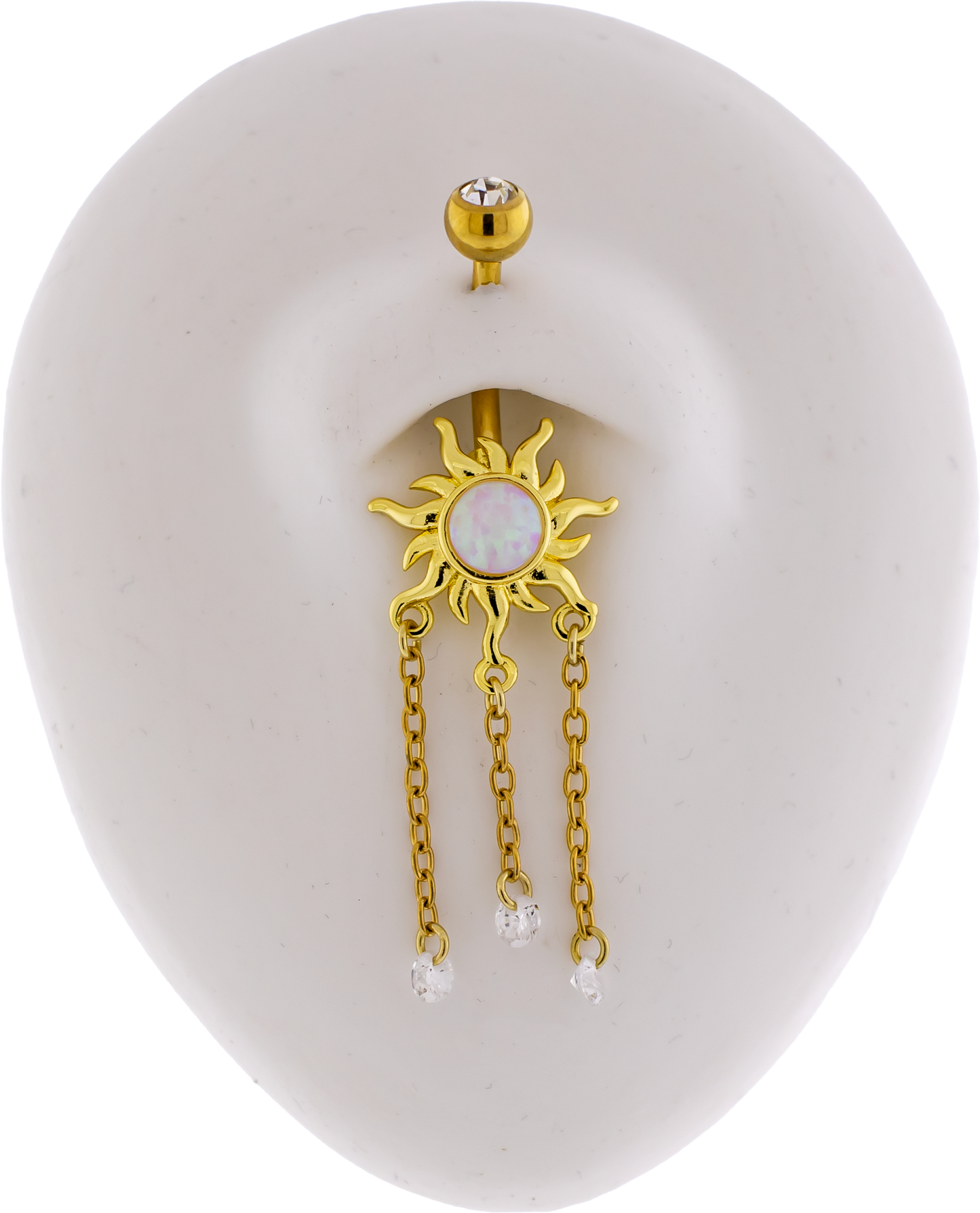 14G Sun and Chain Gem Dangles Navel Ring