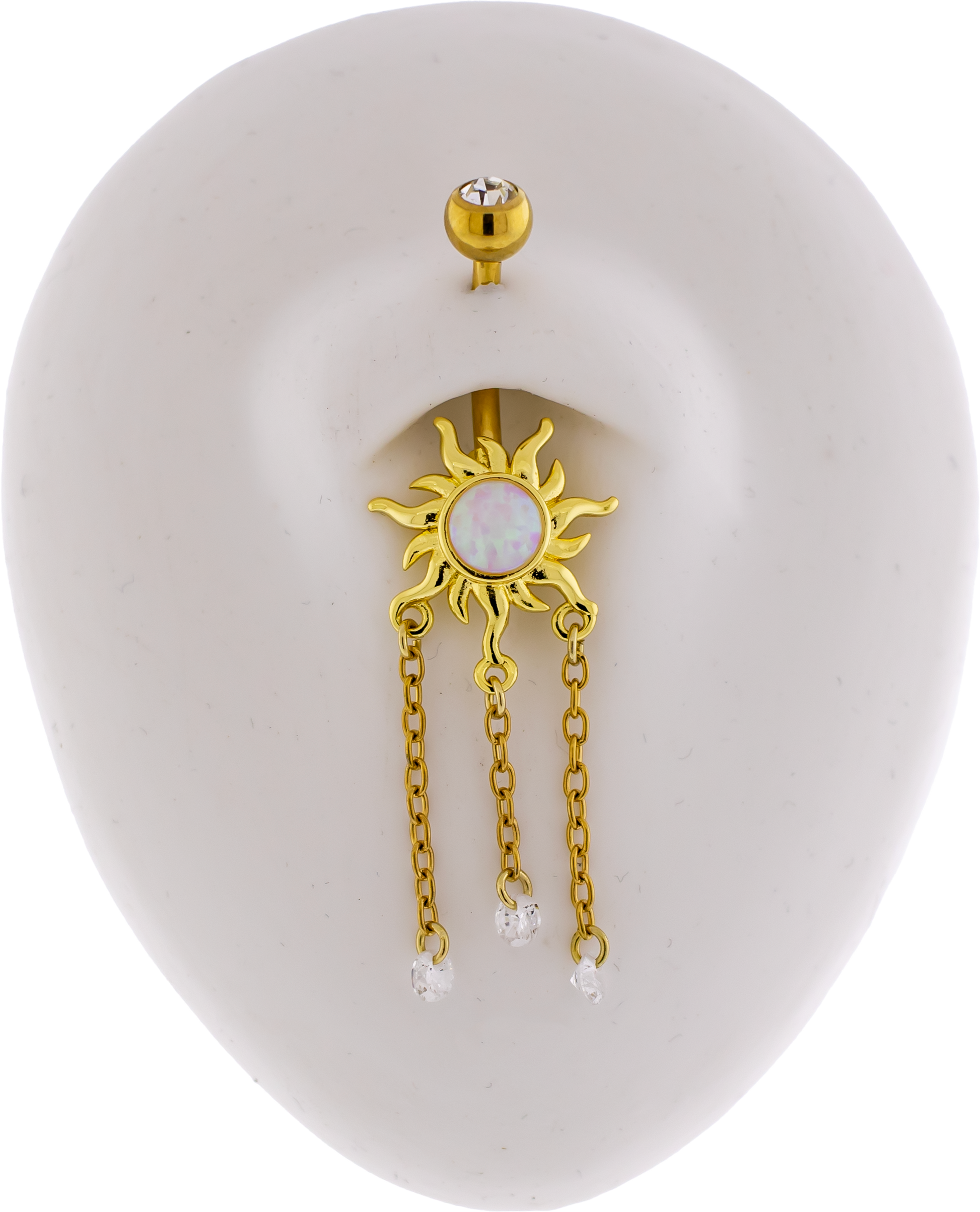 14G Sun and Chain Gem Dangles Navel Ring