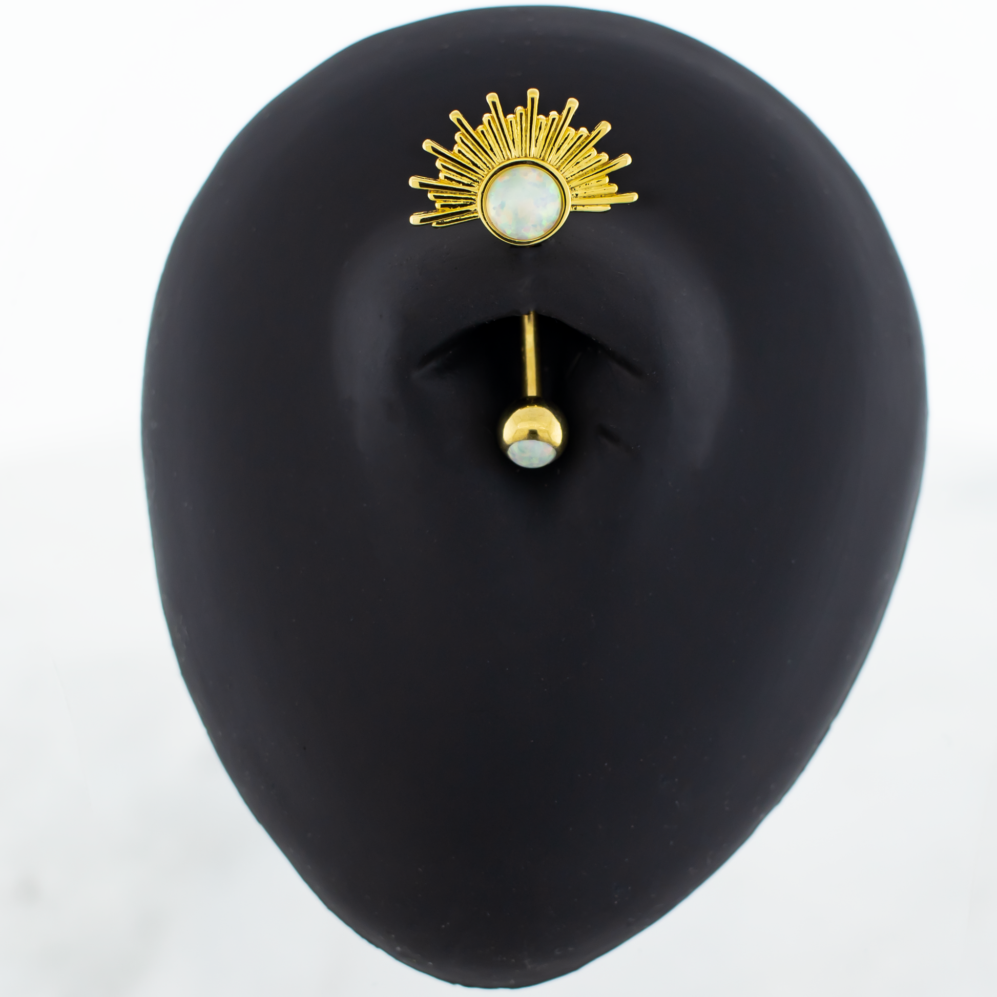 14G Opal with Sun Rays Navel Ring