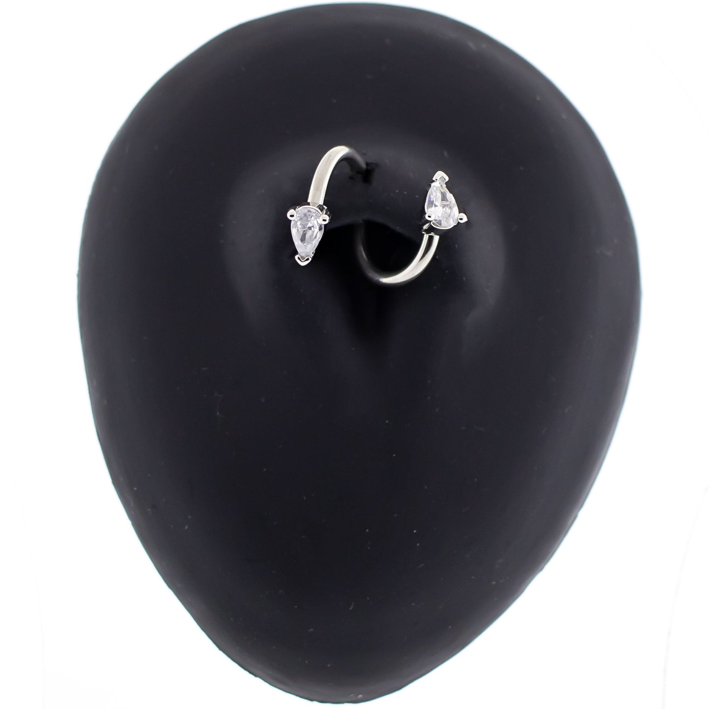 14G Twist Barbell With Teardrop Gem Navel Ring - Pierced Addiction