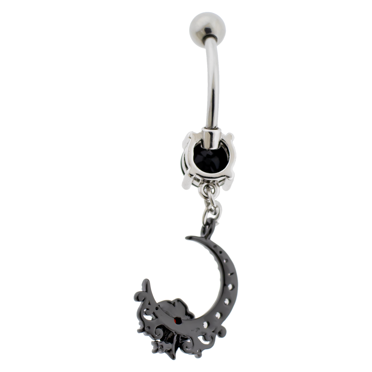 14G Black Moon Rose Navel Ring - Pierced Addiction