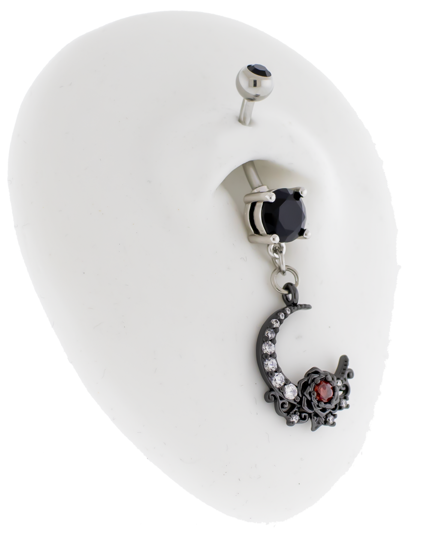 14G Black Moon Rose Navel Ring - Pierced Addiction