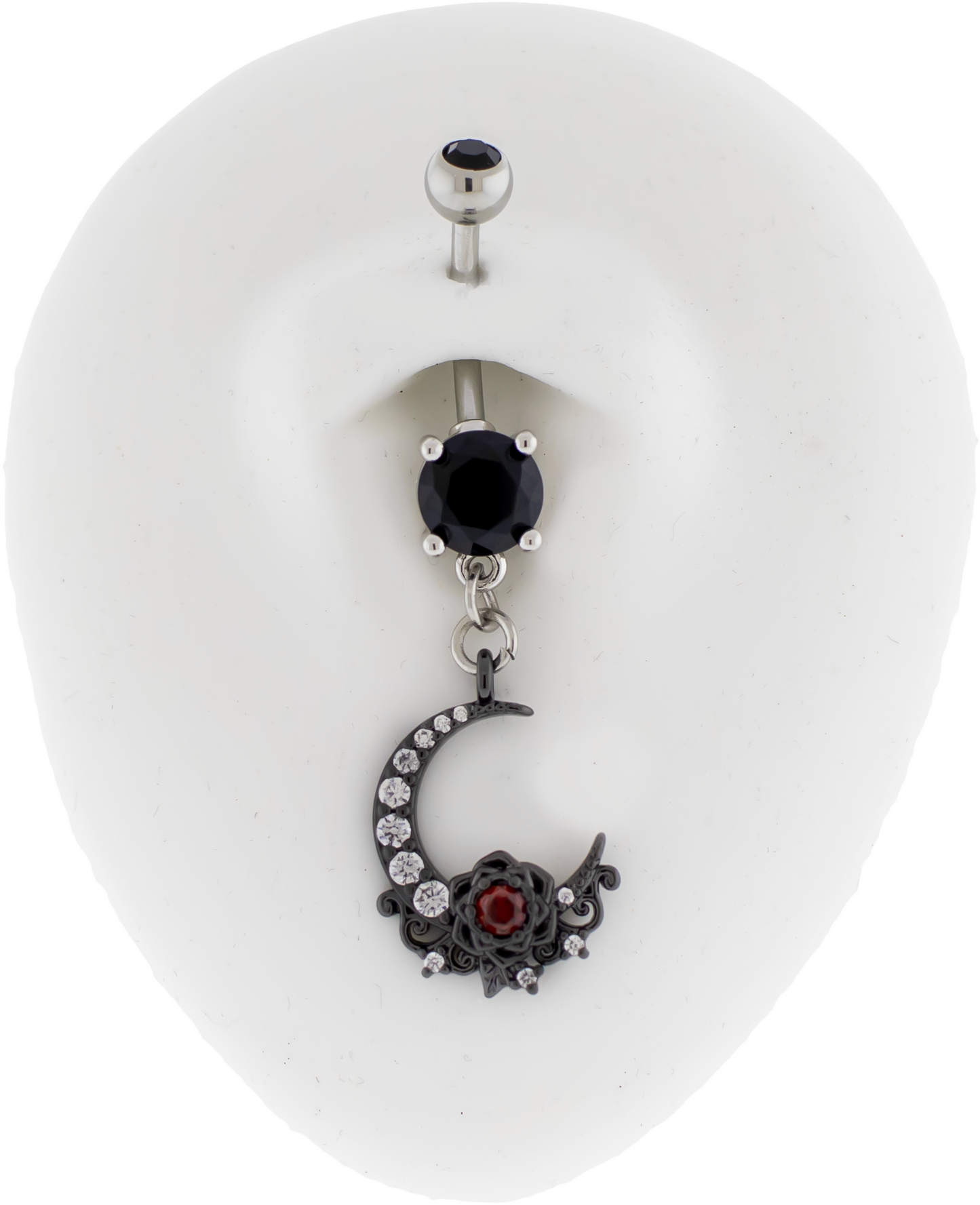 14G Black Moon Rose Navel Ring - Pierced Addiction