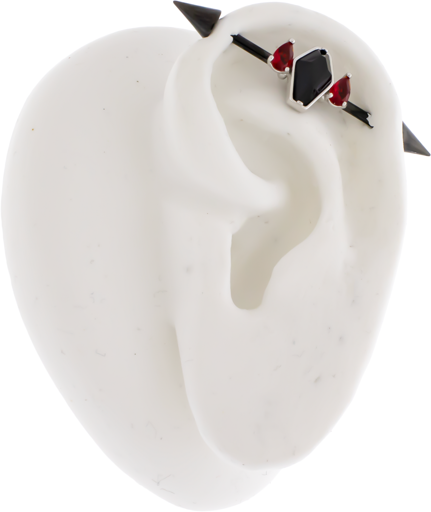 14G Industrial Barbell - Coffin With Teardrop Gems - Pierced Addiction