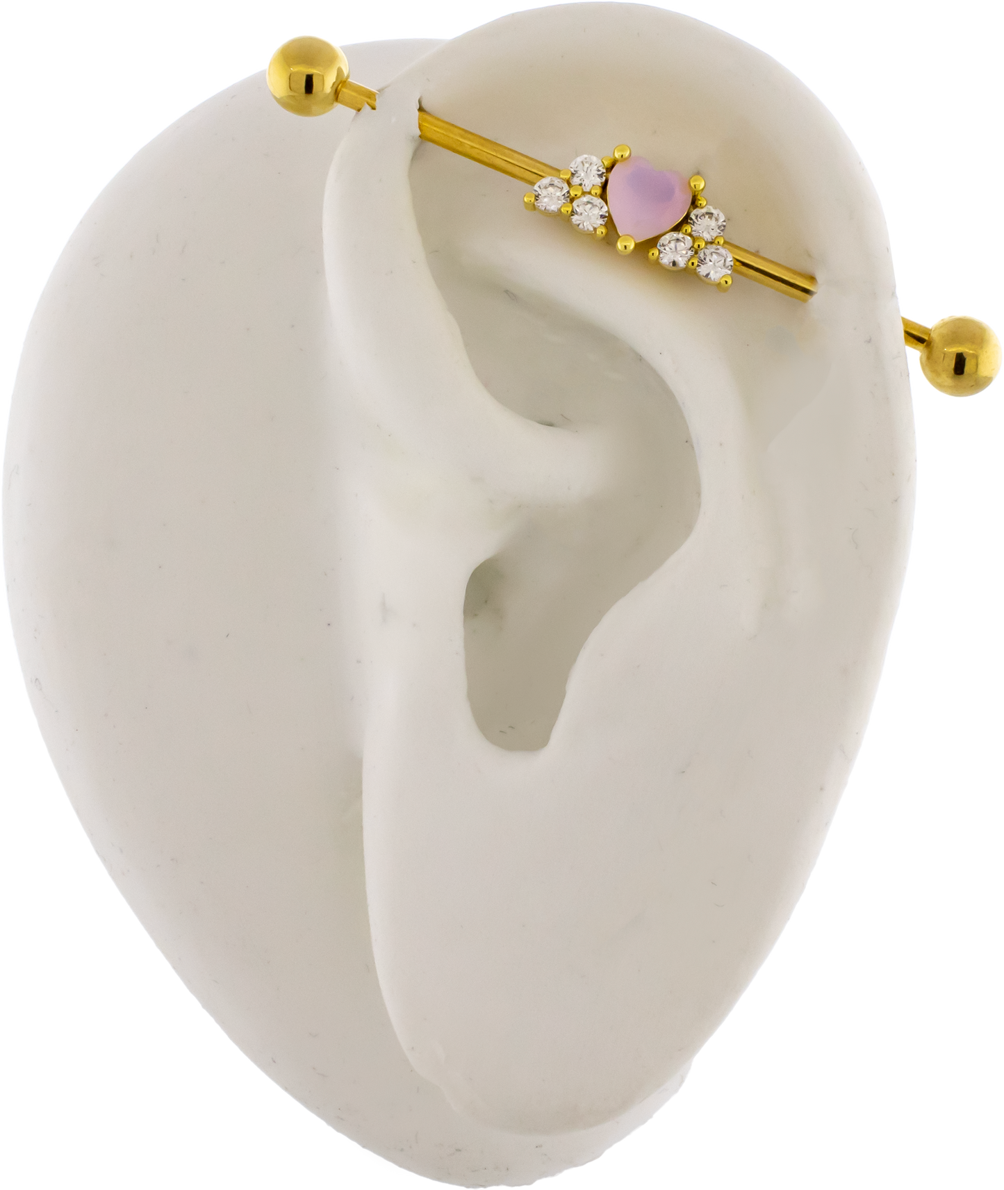 14G Gem Heart with Gem Trinity Clusters Industrial Barbell - Pierced Addiction
