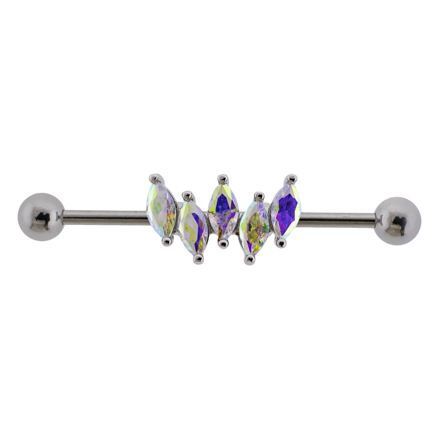 14G Industrial Barbell - Marquise Gems - Pierced Addiction