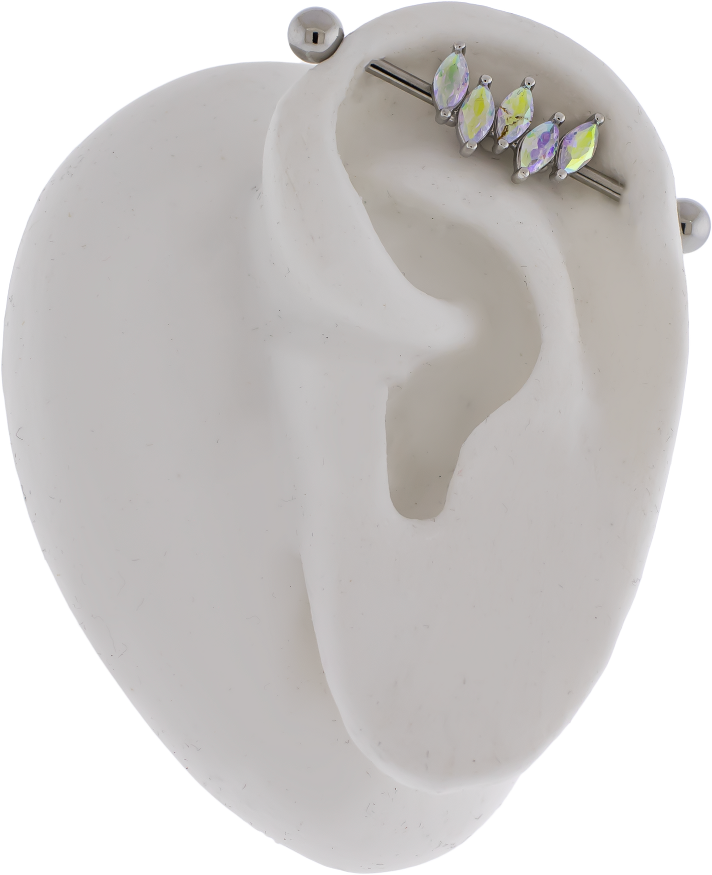 14G Industrial Barbell - Marquise Gems - Pierced Addiction