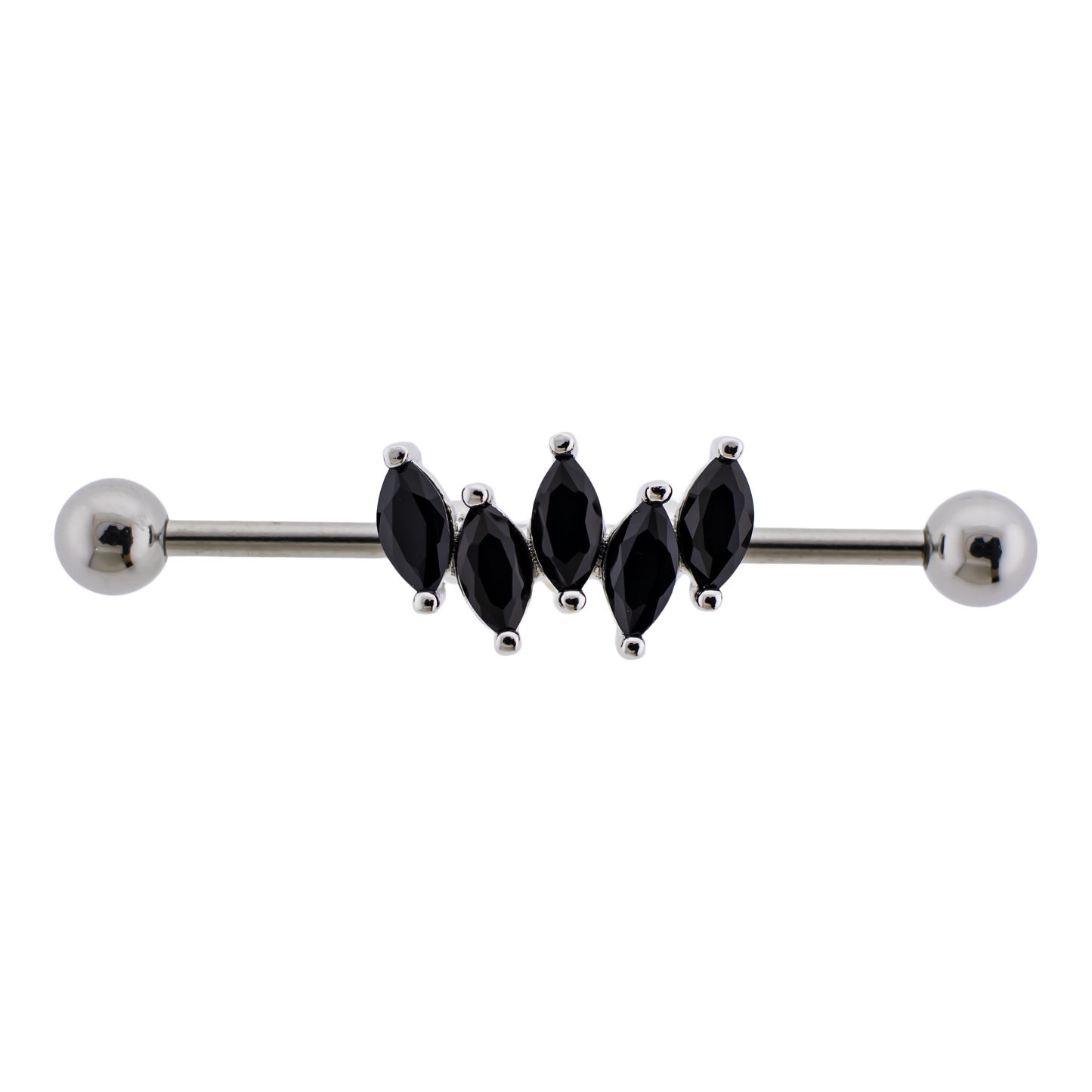 14G Industrial Barbell - Marquise Gems - Pierced Addiction