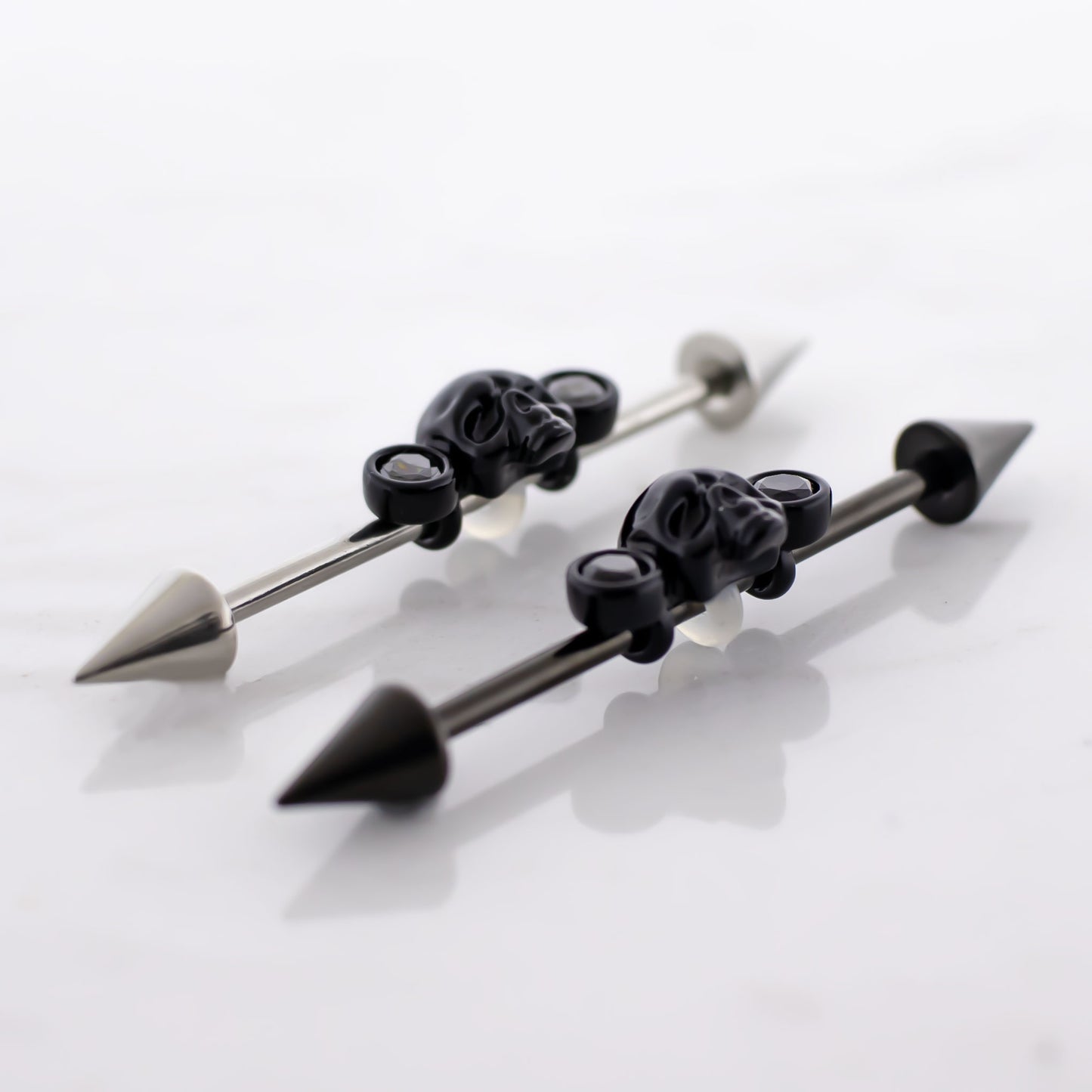 14G Industrial Barbell - Skull and Gems - Pierced Addiction