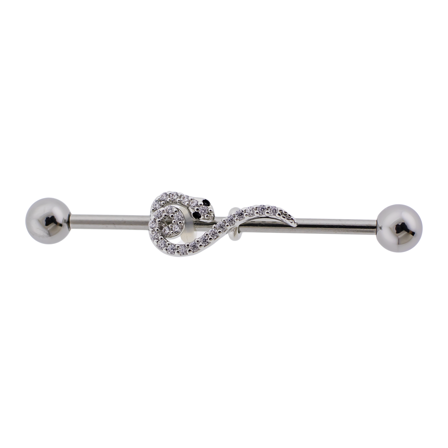14G Industrial Barbell - Pave Snake - Pierced Addiction