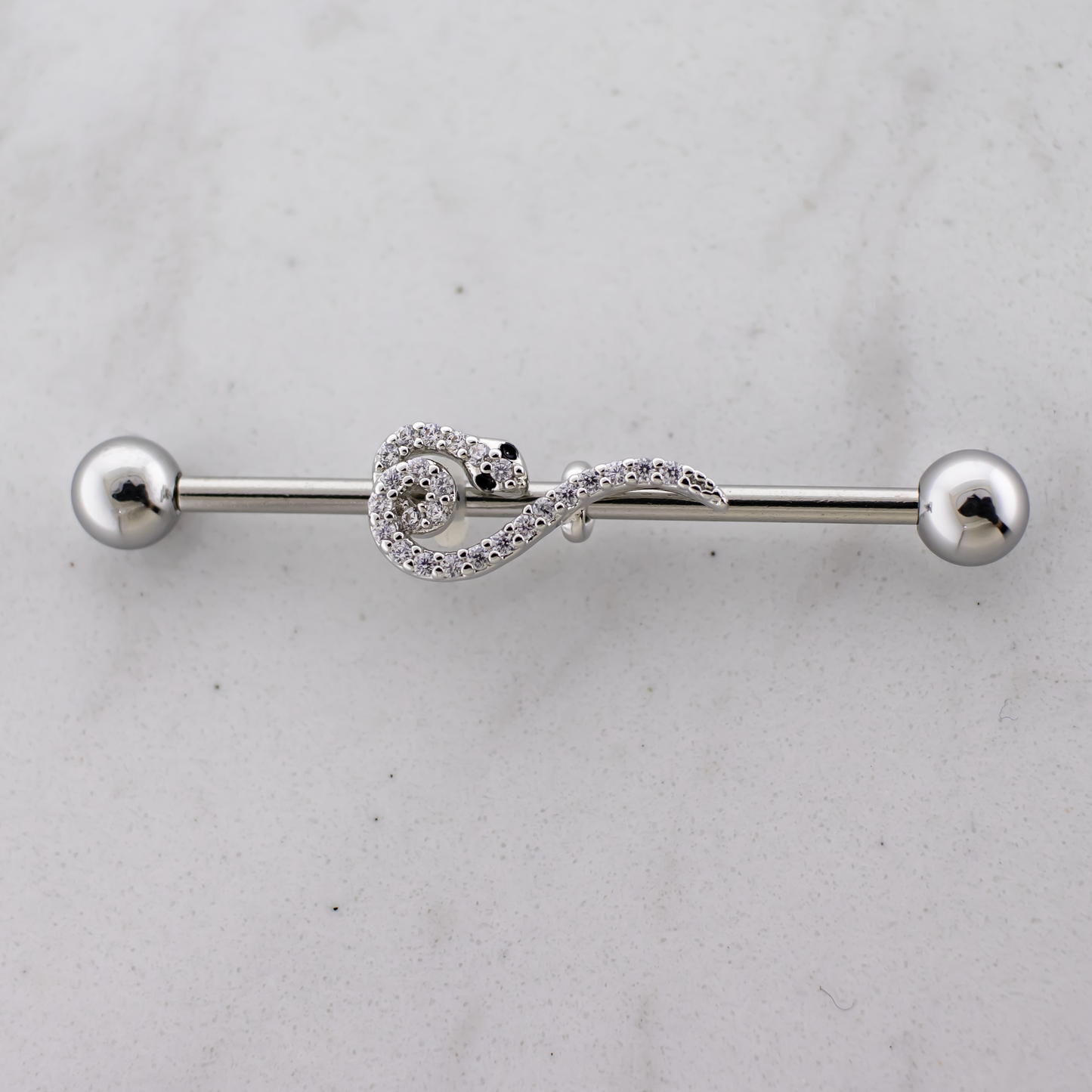 14G Industrial Barbell - Pave Snake - Pierced Addiction