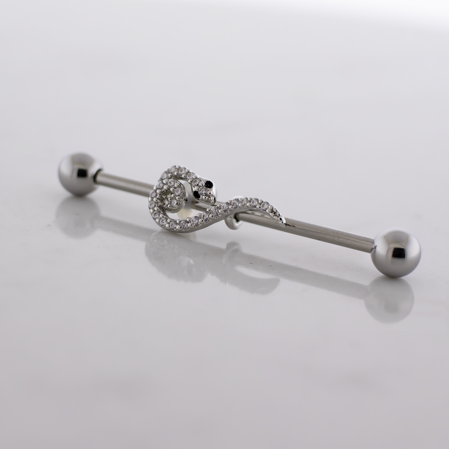 14G Industrial Barbell - Pave Snake - Pierced Addiction