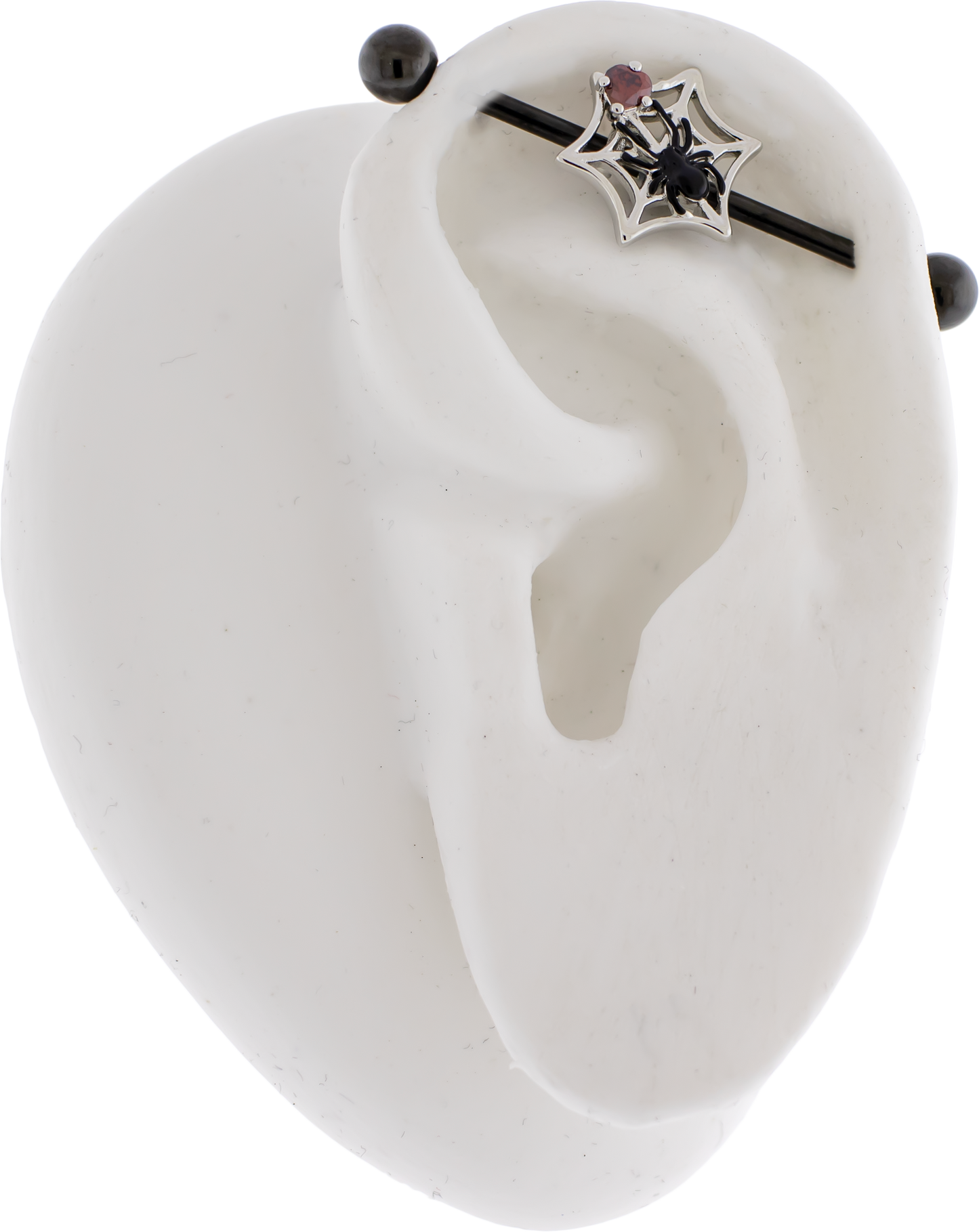 14G Industrial Barbell - Spider on Web - Pierced Addiction