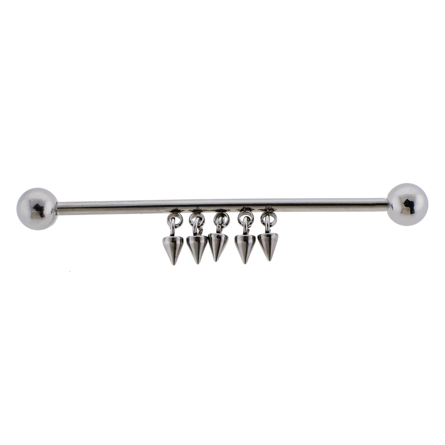 14G Industrial Barbell - Dangling Spikes - Pierced Addiction