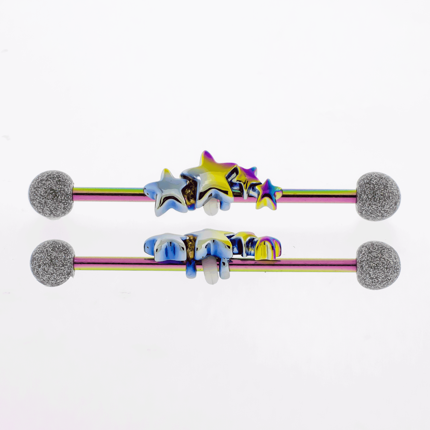 14G Industrial Barbell - Rainbow Star - Pierced Addiction
