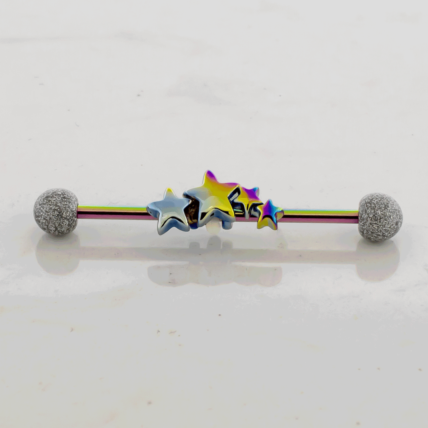 14G Industrial Barbell - Rainbow Star - Pierced Addiction