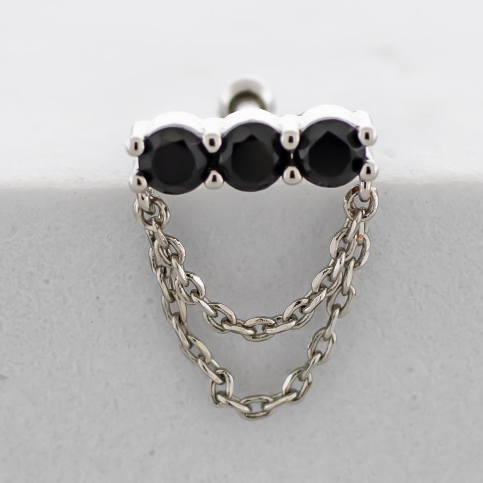 16G Chain Trio Gem Cartilage Barbell