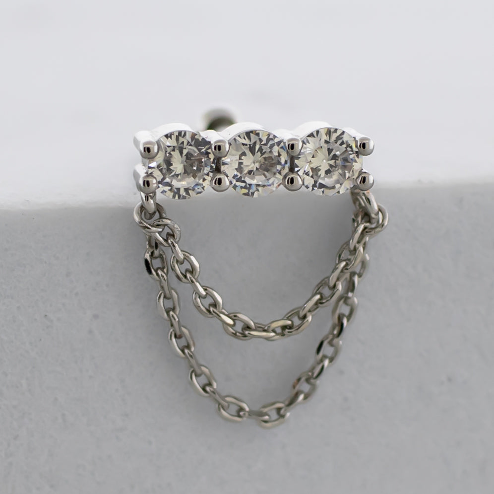 16G Chain Trio Gem Cartilage Barbell