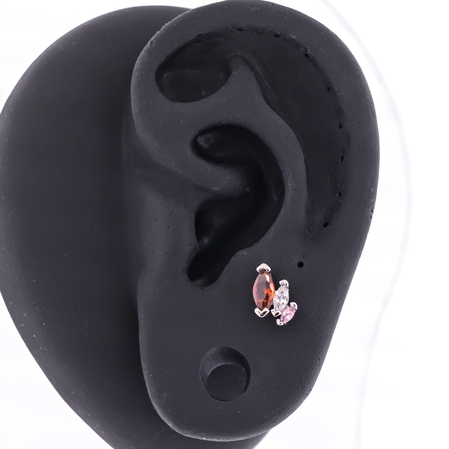 16G Triple Marquise Gem Cartilage Barbell - Pierced Addiction