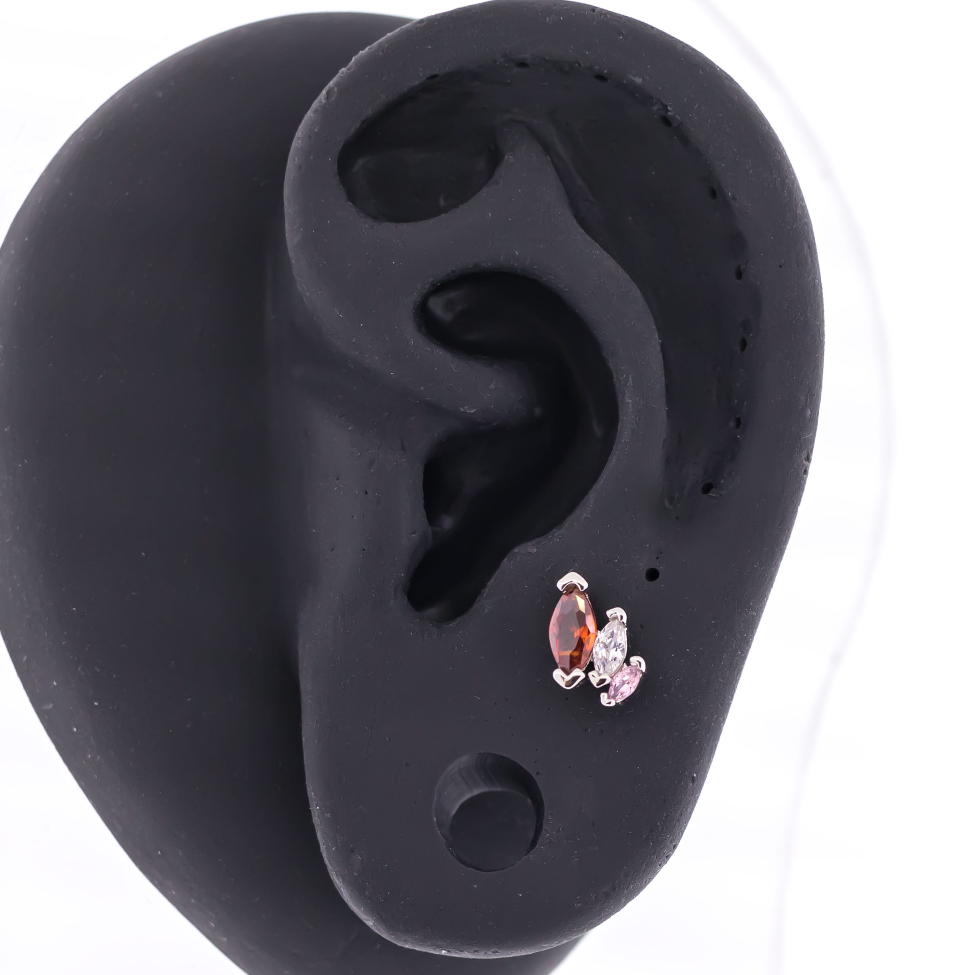 16G Triple Marquise Gem Cartilage Barbell - Pierced Addiction