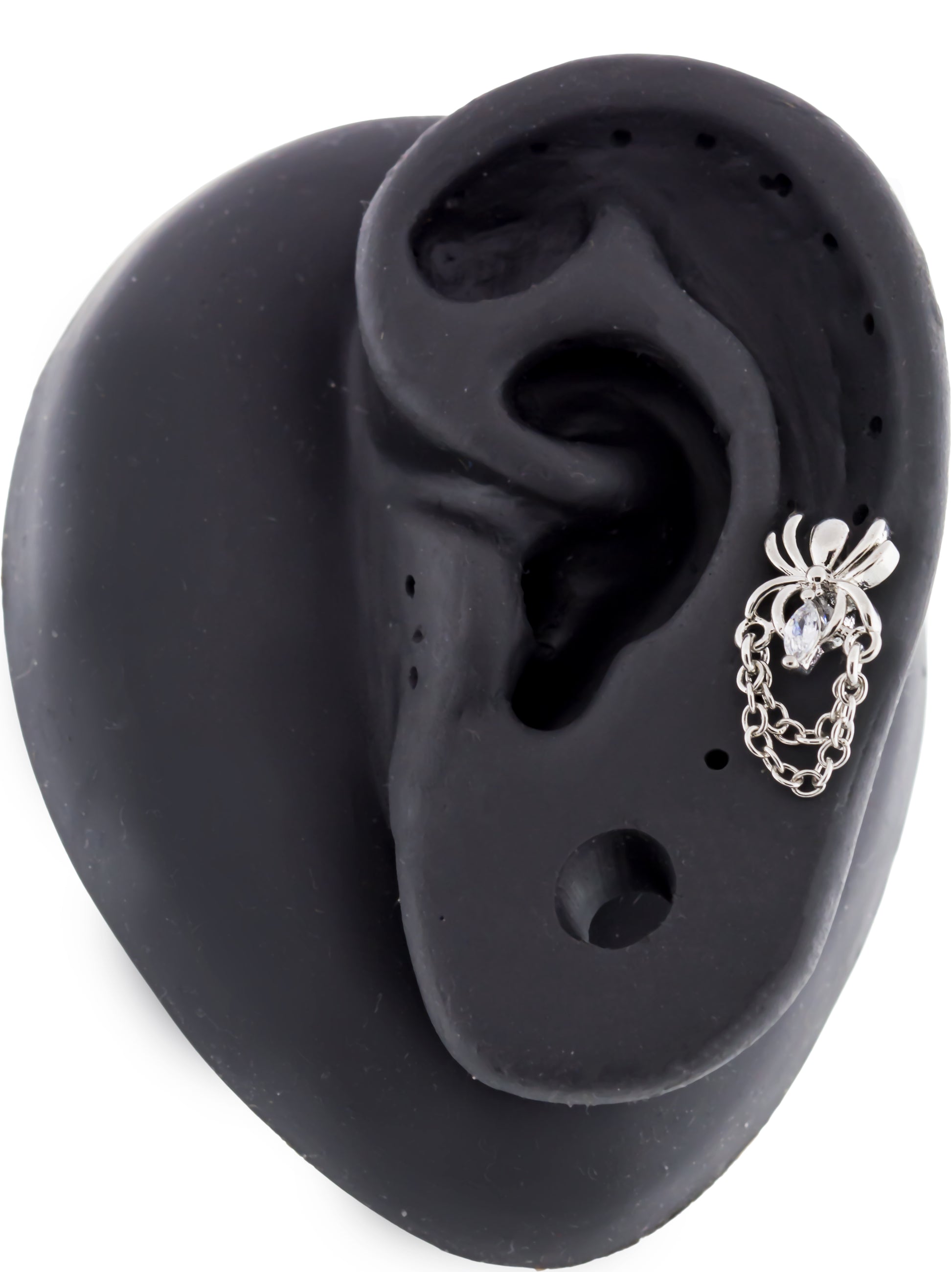 16G Spider With Chains Cartilage Barbell - Pierced Addiction