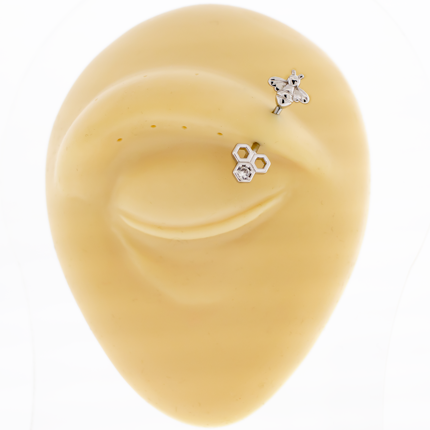 16G Honeycomb and Bee Curved Barbell - Pierced Addiction
