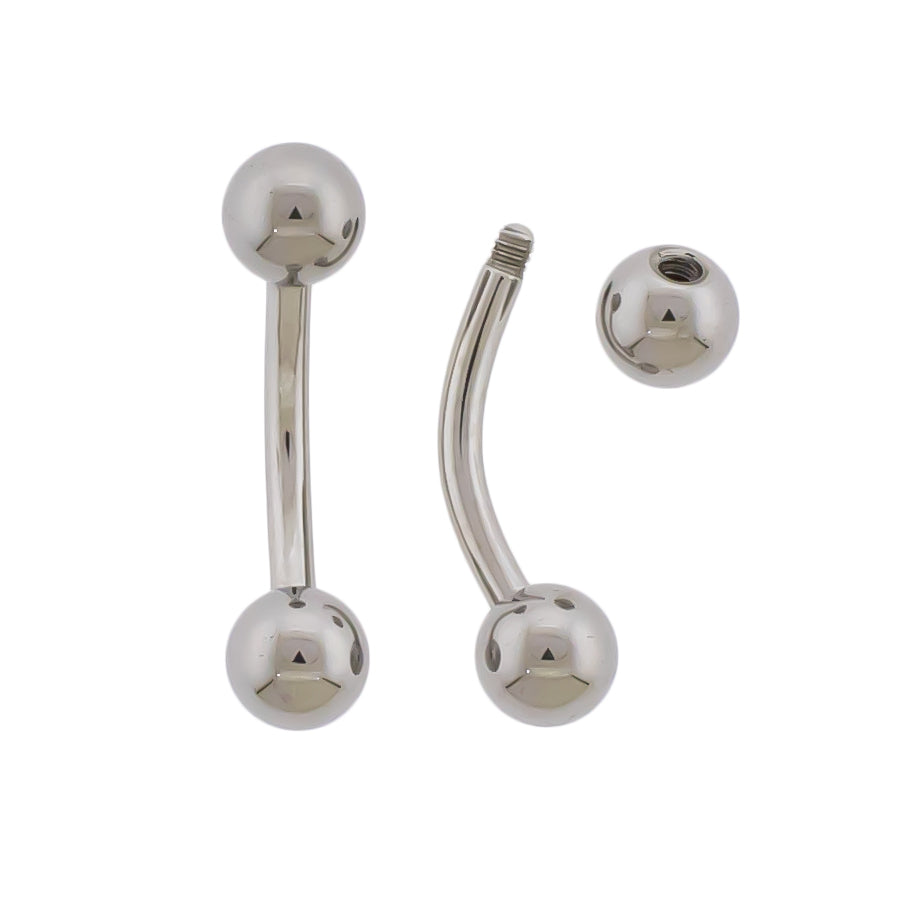 14G Steel Externally Threaded Curved Barbell - Pierced Addiction