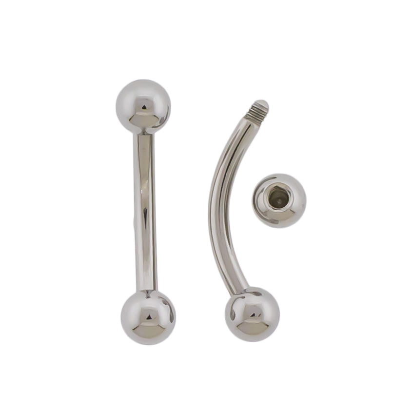 14G Steel Externally Threaded Curved Barbell - Pierced Addiction