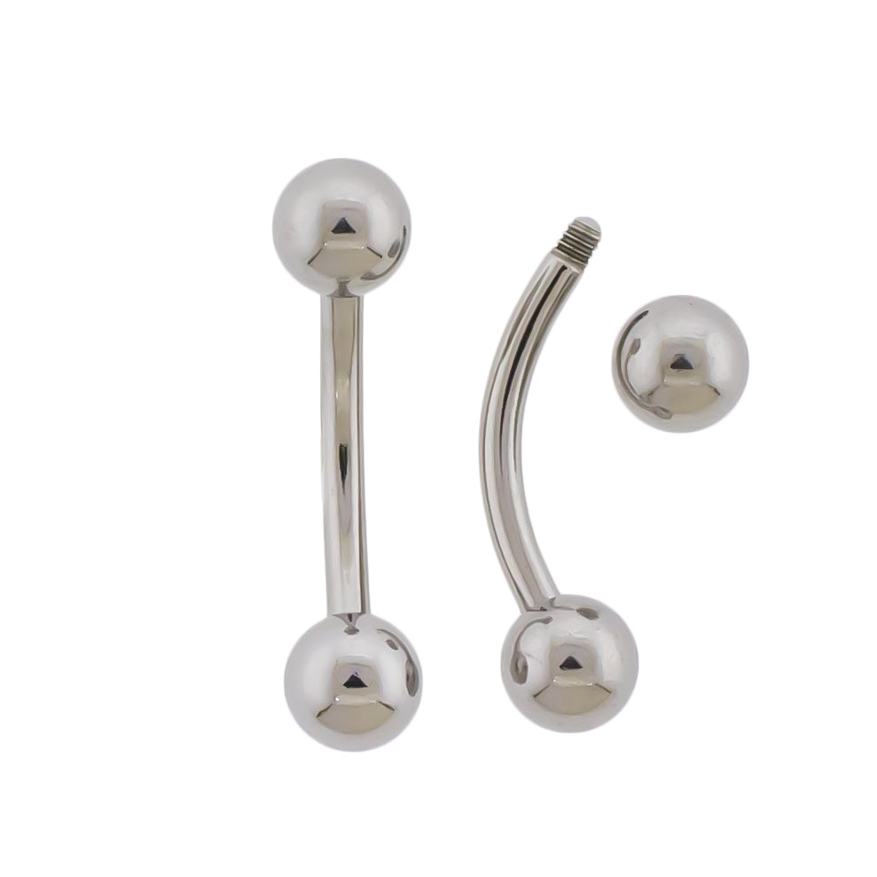 14G Steel Externally Threaded Curved Barbell - Pierced Addiction