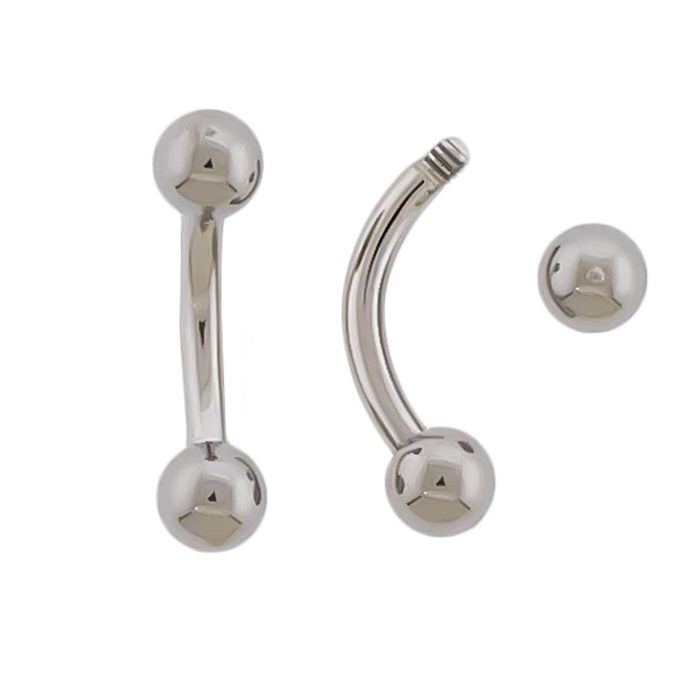16G Steel Externally Threaded Curved Barbell - Pierced Addiction