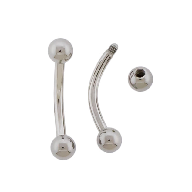 16G Steel Externally Threaded Curved Barbell - Pierced Addiction