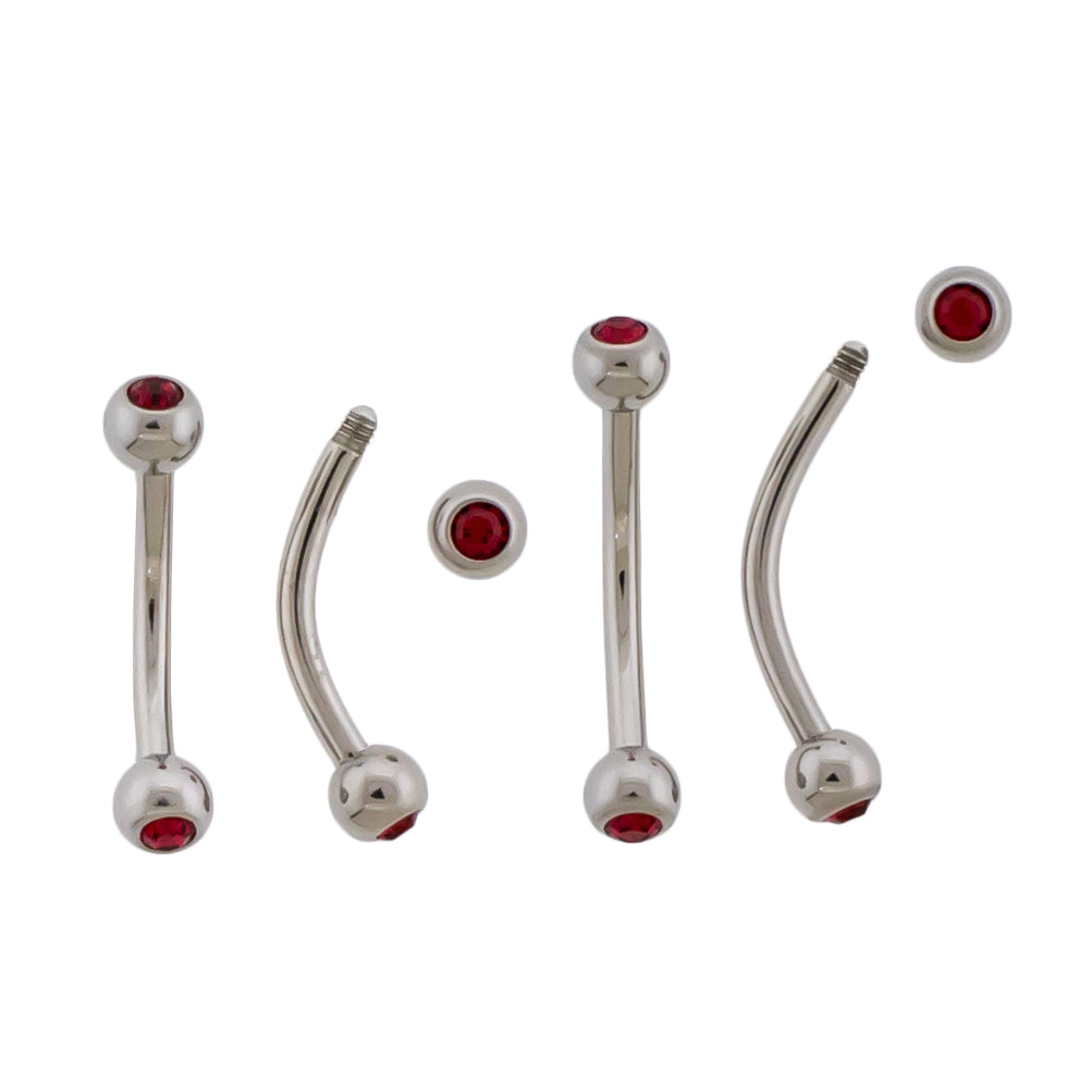 16G Steel Bezel Set Premium Crystal Curved Barbell - Pierced Addiction
