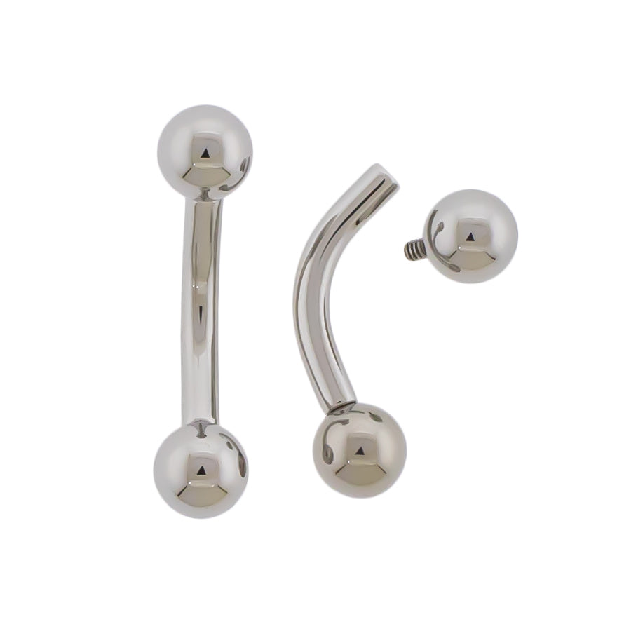 12G Steel Internally Threaded Curved Barbells - Pierced Addiction