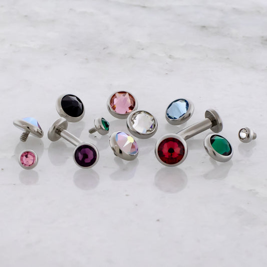 Steel Floating Navel w/ Bezel Set Premium Crystal Disc