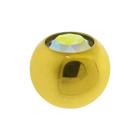 Steel Externally Threaded End - Gold PVD Coated Balls W/ Gems - Pierced Addiction