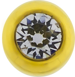 Steel Externally Threaded End - Gold PVD Coated Balls W/ Gems - Pierced Addiction