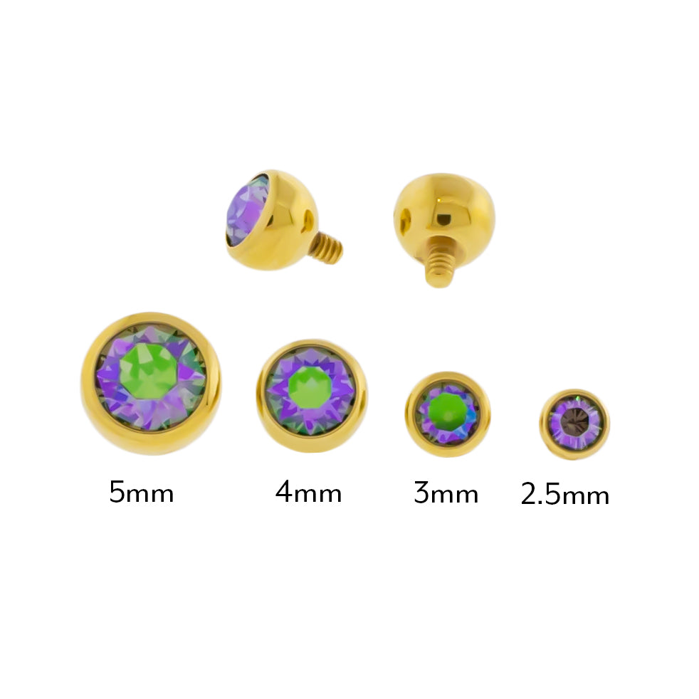 Steel Internally Threaded Gold PVD Gem Ball
