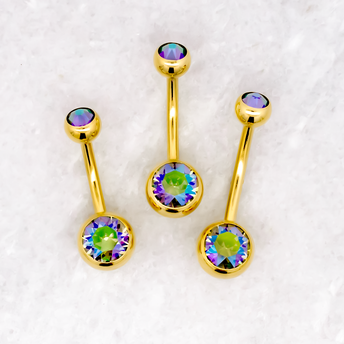 Steel Externally Threaded Navel Ring W/ Gold PVD