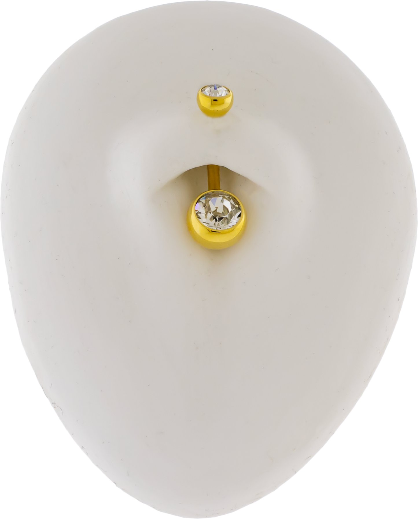 Steel Internally Threaded Double Gem Navel Ring W/ Gold PVD - Pierced Addiction