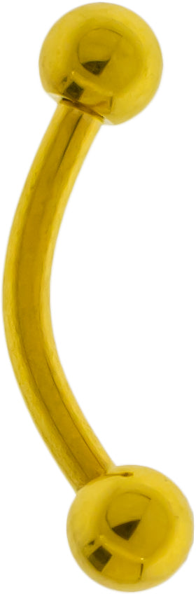 Steel Externally Threaded Curved Barbell W/ Gold PVD - Pierced Addiction