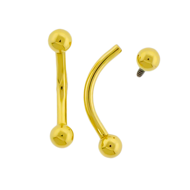 Steel Internally Threaded Curved Barbell W/ Gold PVD - Pierced Addiction