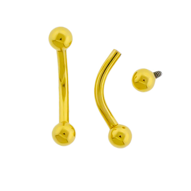 Steel Internally Threaded Curved Barbell W/ Gold PVD - Pierced Addiction
