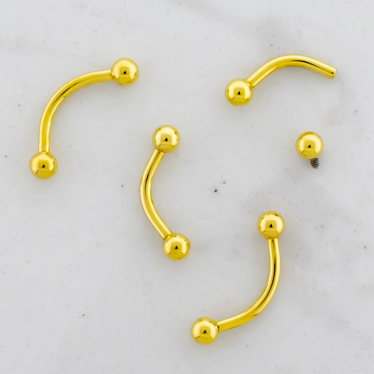 Steel Internally Threaded Curved Barbell W/ Gold PVD - Pierced Addiction