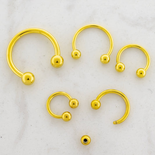 Steel Externally Threaded Horseshoe W/ Gold PVD - Pierced Addiction