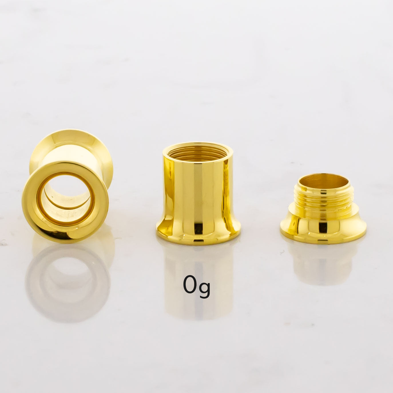 Gold Steel Double Flare Tunnels - Internally Threaded - Pierced Addiction