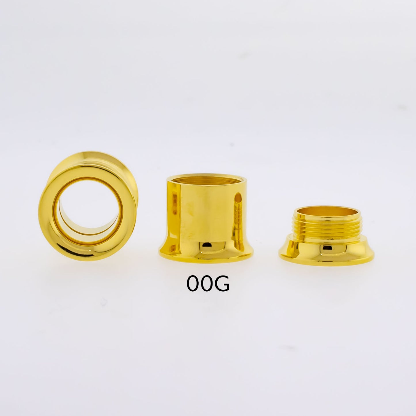 Gold Steel Double Flare Tunnels - Internally Threaded - Pierced Addiction