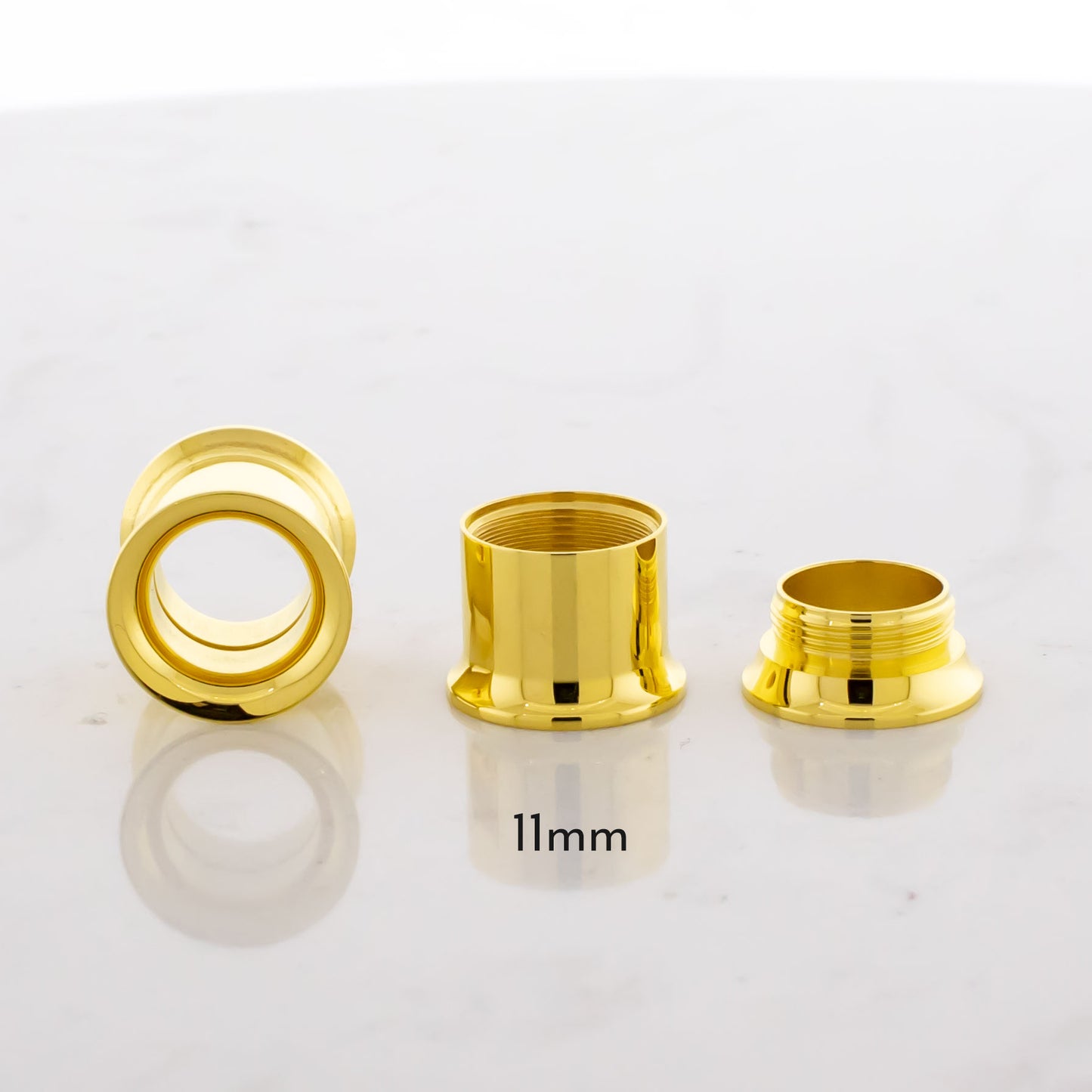 Gold Steel Double Flare Tunnels - Internally Threaded - Pierced Addiction