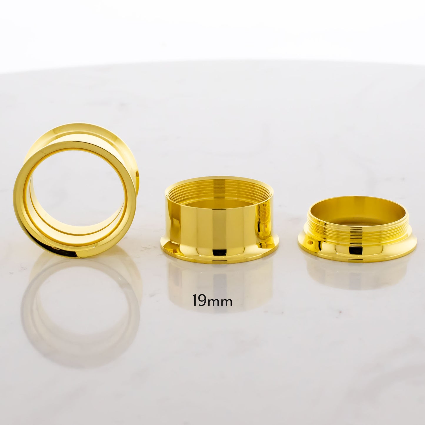 Gold Steel Double Flare Tunnels - Internally Threaded - Pierced Addiction