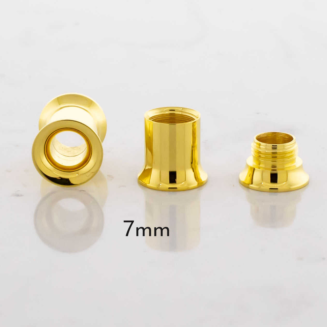 Gold Steel Double Flare Tunnels - Internally Threaded - Pierced Addiction