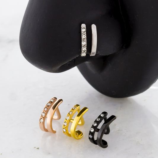 18G Double Nose Curve With Gems